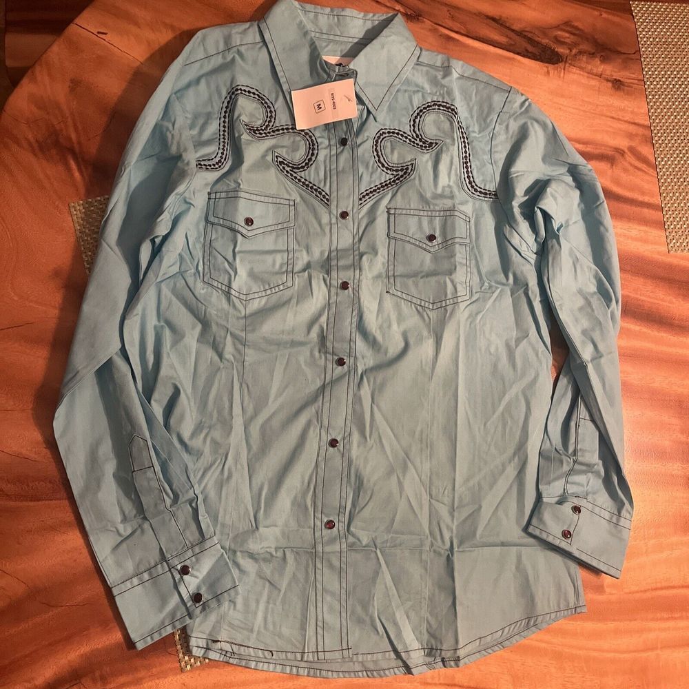 *RARE*Back in‎ the Saddle Shirt, Women's Size Medium, Western Embroidered Teal